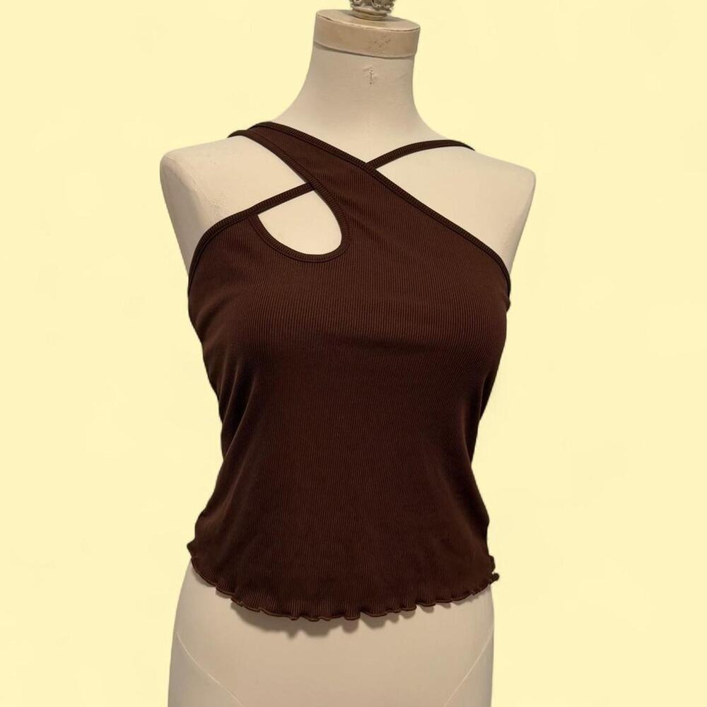 Chocolate brown ribbed criss cross